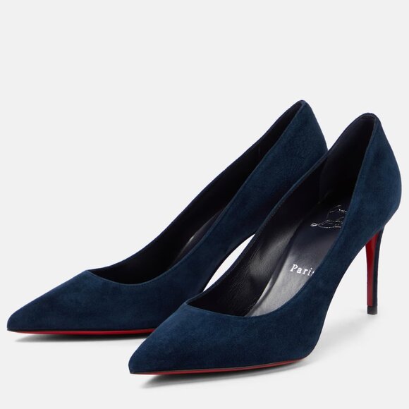 Kate 85 suede pumps in blue - Christian Louboutin | Mytheresa Christian Louboutin KATE 85 Suede Heels Pumps Shoes Marine Blue Navy